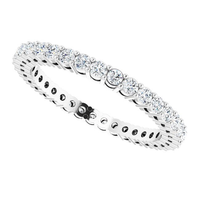 14K Gold Round Lab-Grown Diamond Shared-Prong Eternity Band – 1.7 mm Stones (1/2–5/8 CTW) - White Gold - view 5