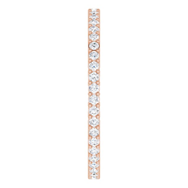 14K Gold Round Natural Diamond Shared-Prong Eternity Band – 1.3 mm Stones (3/8–1/2 CTW) - Rose Gold - view 4