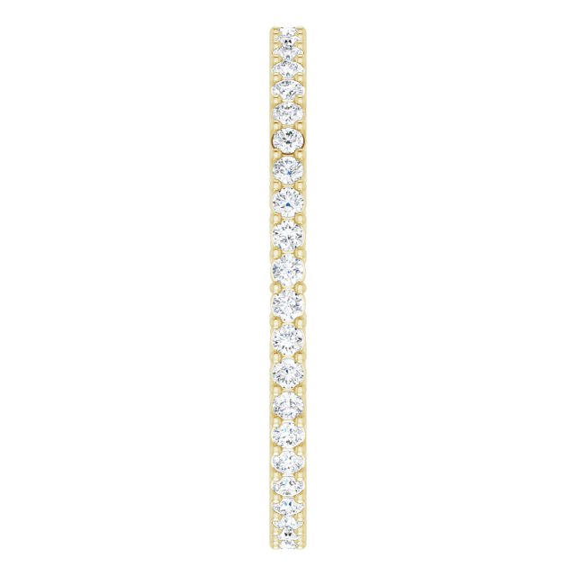 14K Gold Round Natural Diamond Shared-Prong Eternity Band – 1.3 mm Stones (3/8–1/2 CTW) - Yellow Gold - view 4