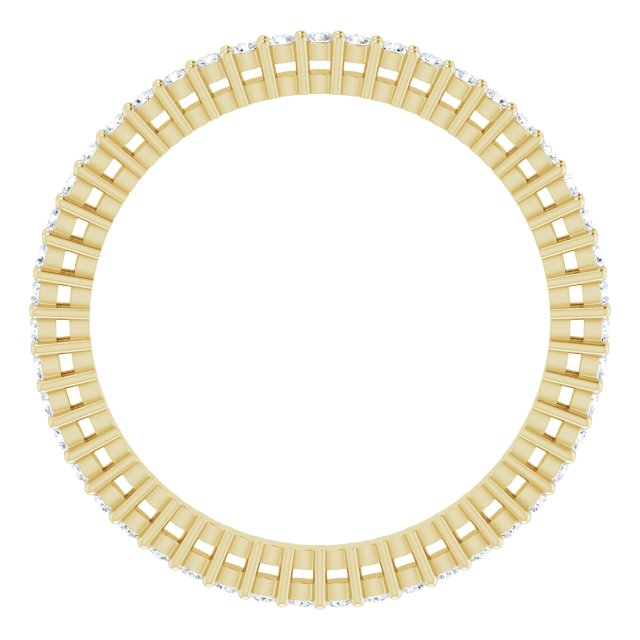 14K Gold Round Natural Diamond Shared-Prong Eternity Band – 1.3 mm Stones (3/8–1/2 CTW) - Yellow Gold - view 2