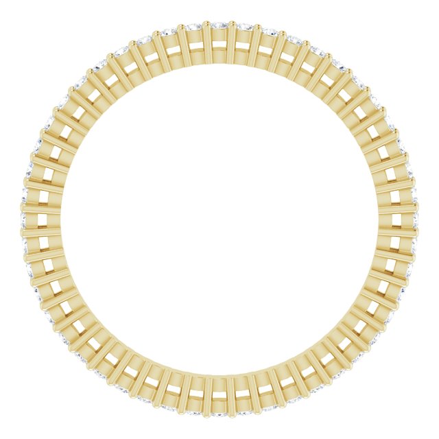 14K Gold Round Natural Diamond Shared-Prong Eternity Band – 1.3 mm Stones (3/8–1/2 CTW) - Yellow Gold - view 2
