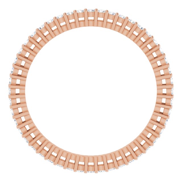 14K Gold Round Natural Diamond Shared-Prong Eternity Band – 1.3 mm Stones (3/8–1/2 CTW) - Rose Gold - view 2