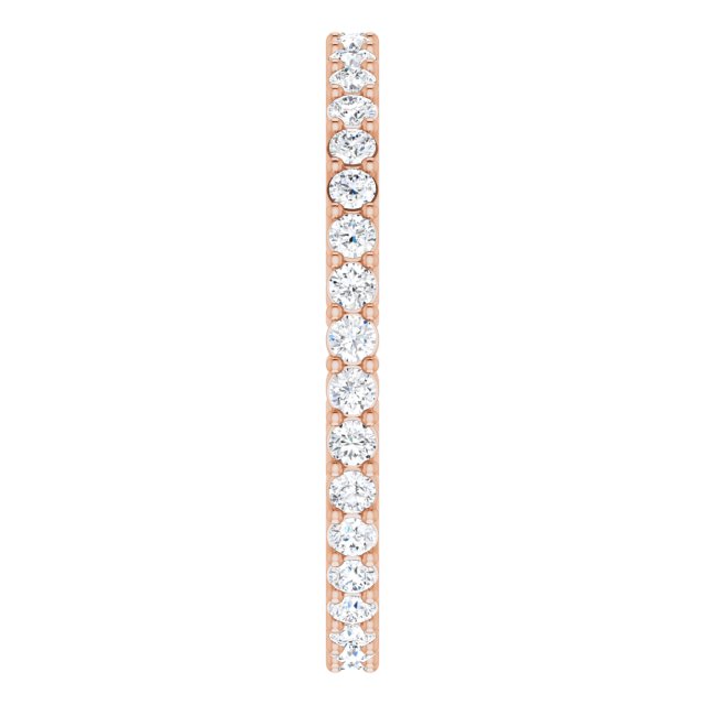 14K Gold Round Lab-Grown Diamond Shared-Prong Eternity Band – 1.5 mm Stones (1/2 CTW) - Rose Gold - view 4