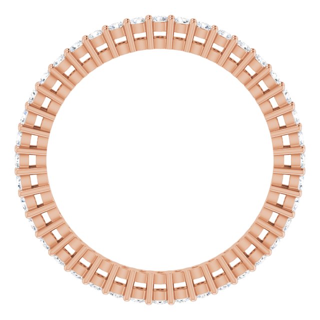 14K Gold Round Natural Diamond Shared-Prong Eternity Band – 1.5 mm Stones (1/2–5/8 CTW) - Rose Gold - view 2