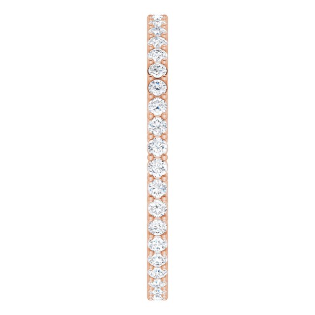 14K Gold Round Lab-Grown Diamond Shared-Prong Eternity Band – 1.5 mm Stones (1/2 CTW) - Rose Gold - view 4