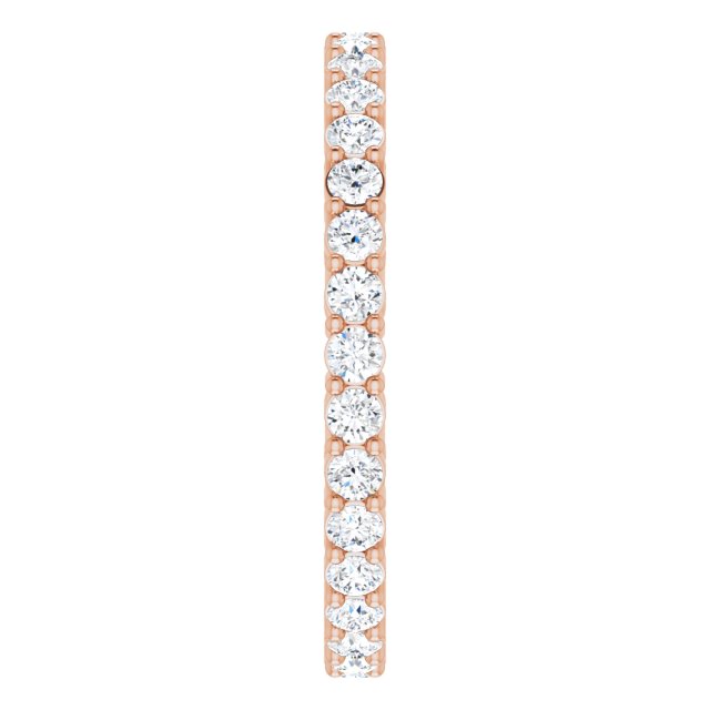 14K Gold Round Lab-Grown Diamond Shared-Prong Eternity Band – 1.7 mm Stones (1/2–5/8 CTW) - Rose Gold - view 4