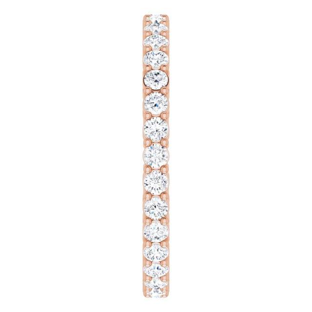 14K Gold Round Lab-Grown Diamond Shared-Prong Eternity Band – 1.7 mm Stones (1/2–5/8 CTW) - Rose Gold - view 4