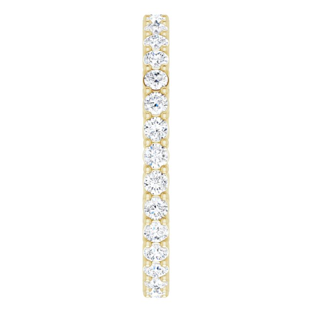 14K Gold Round Lab-Grown Diamond Shared-Prong Eternity Band – 1.7 mm Stones (1/2–5/8 CTW) - Yellow Gold - view 4