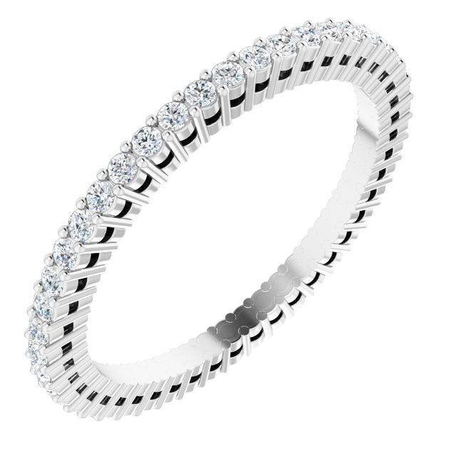Platinum Round Natural Diamond Shared-Prong Eternity Band – 1.3 mm Stones (3/8–1/2 CTW)