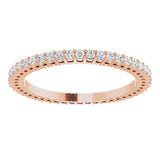 14K Gold Round Natural Diamond Shared-Prong Eternity Band – 1.3 mm Stones (3/8–1/2 CTW) - Rose Gold - view 3