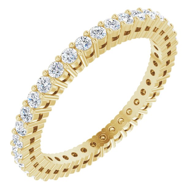 14K Gold Round Lab-Grown Diamond Shared-Prong Eternity Band – 1.5 mm Stones (1/2 CTW) - Yellow Gold