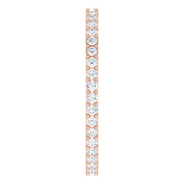 14K Gold Round Natural Diamond Shared-Prong Eternity Band – 1.5 mm Stones (1/2–5/8 CTW) - Rose Gold - view 4