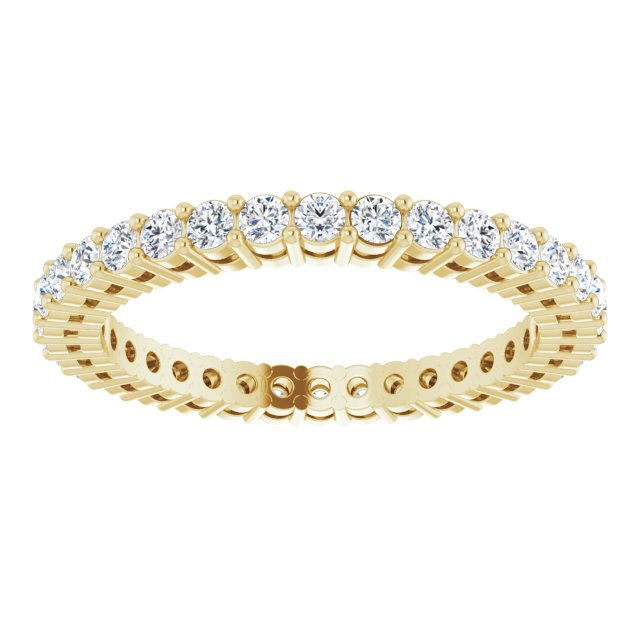 14K Gold Round Lab-Grown Diamond Shared-Prong Eternity Band – 1.7 mm Stones (1/2–5/8 CTW) - Yellow Gold - view 3