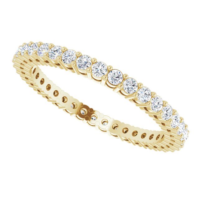 14K Gold Round Lab-Grown Diamond Shared-Prong Eternity Band – 1.7 mm Stones (1/2–5/8 CTW) - Yellow Gold - view 5