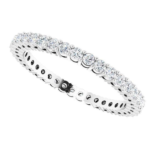 14K Gold Round Lab-Grown Diamond Shared-Prong Eternity Band – 1.7 mm Stones (1/2–5/8 CTW) - White Gold - view 5