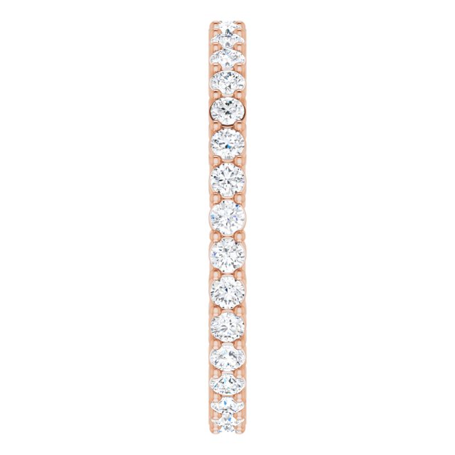 14K Gold Round Lab-Grown Diamond Shared-Prong Eternity Band – 1.7 mm Stones (1/2–5/8 CTW) - Rose Gold - view 4