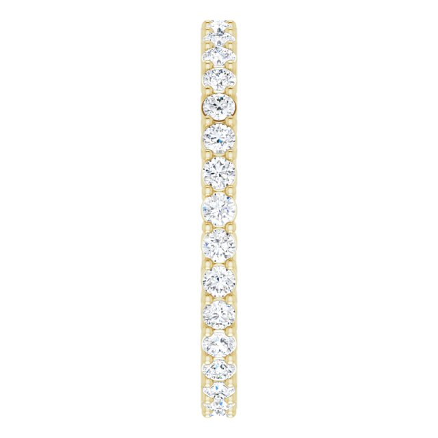 14K Gold Round Natural Diamond Shared-Prong Eternity Band – 1.7 mm Stones (1/2–3/4 CTW) - Yellow Gold - view 4