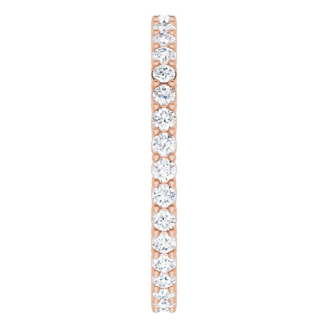 14K Gold Round Lab-Grown Diamond Shared-Prong Eternity Band – 1.7 mm Stones (1/2–5/8 CTW) - Rose Gold - view 4