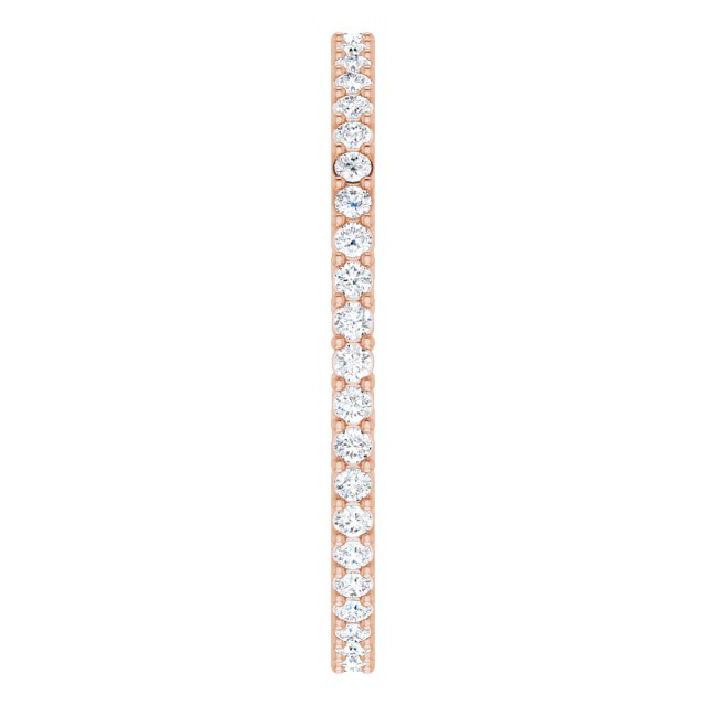 14K Gold Round Natural Diamond Shared-Prong Eternity Band – 1.3 mm Stones (3/8–1/2 CTW) - Rose Gold - view 4