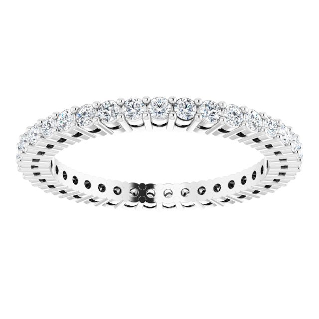 14K Gold Round Lab-Grown Diamond Shared-Prong Eternity Band – 1.5 mm Stones (1/2 CTW) - White Gold - view 3