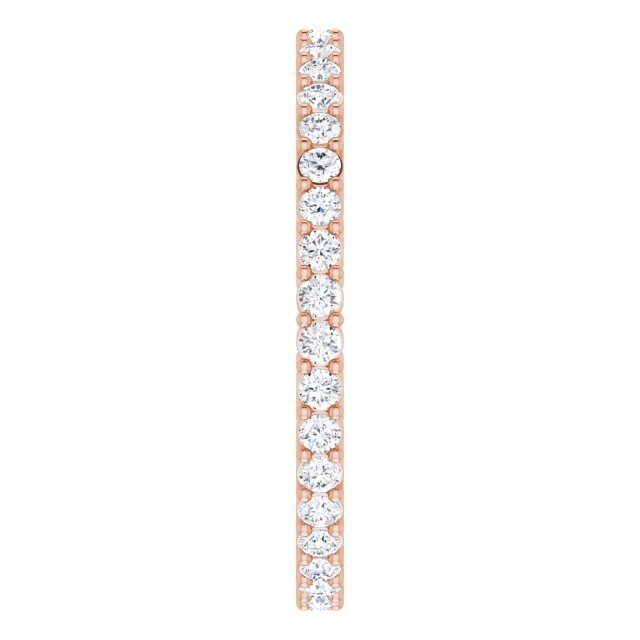14K Gold Round Natural Diamond Shared-Prong Eternity Band – 1.5 mm Stones (1/2–5/8 CTW) - Rose Gold - view 4