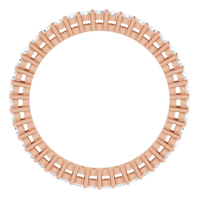 14K Gold Round Lab-Grown Diamond Shared-Prong Eternity Band – 1.5 mm Stones (1/2 CTW) - Rose Gold - view 2