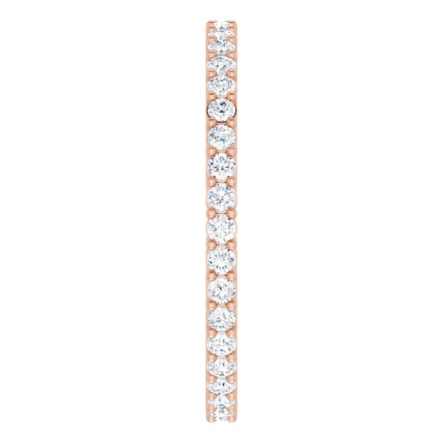 14K Gold Round Lab-Grown Diamond Shared-Prong Eternity Band – 1.5 mm Stones (1/2 CTW) - Rose Gold - view 4