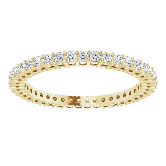 14K Gold Round Lab-Grown Diamond Shared-Prong Eternity Band – 1.5 mm Stones (1/2 CTW) - Yellow Gold - view 3