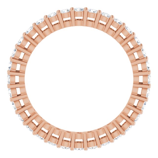 14K Gold Round Lab-Grown Diamond Shared-Prong Eternity Band – 1.7 mm Stones (1/2–5/8 CTW) - Rose Gold - view 2