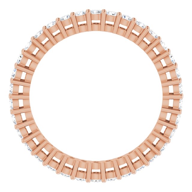 14K Gold Round Lab-Grown Diamond Shared-Prong Eternity Band – 1.7 mm Stones (1/2–5/8 CTW) - Rose Gold - view 2