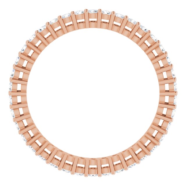 14K Gold Round Natural Diamond Shared-Prong Eternity Band – 1.7 mm Stones (1/2–3/4 CTW) - Rose Gold - view 2