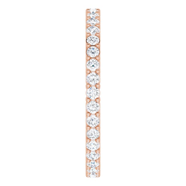14K Gold Round Natural Diamond Shared-Prong Eternity Band – 1.5 mm Stones (1/2–5/8 CTW) - Rose Gold - view 4