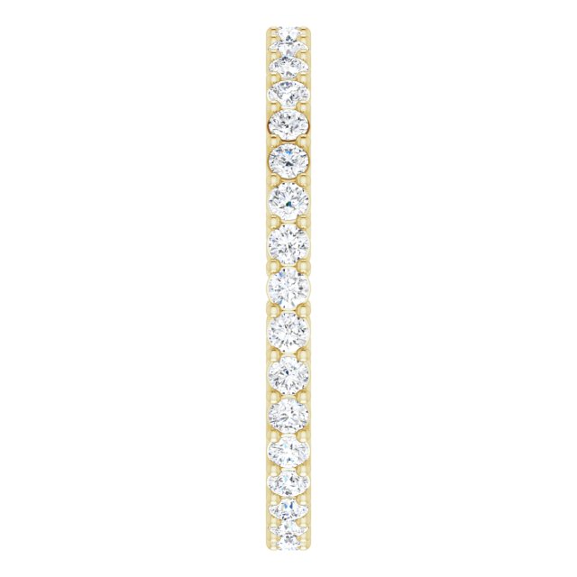 14K Gold Round Natural Diamond Shared-Prong Eternity Band – 1.5 mm Stones (1/2–5/8 CTW) - Yellow Gold - view 4