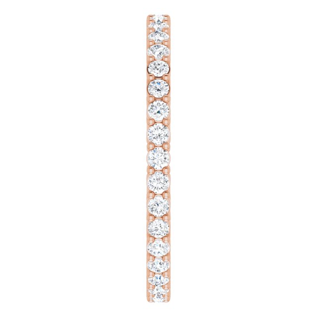 14K Gold Round Lab-Grown Diamond Shared-Prong Eternity Band – 1.5 mm Stones (1/2 CTW) - Rose Gold - view 4