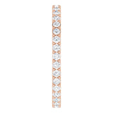 14K Gold Round Natural Diamond Shared-Prong Eternity Band – 1.5 mm Stones (1/2–5/8 CTW) - Rose Gold - view 4