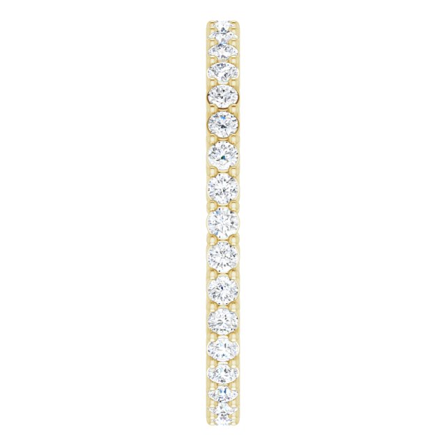 14K Gold Round Natural Diamond Shared-Prong Eternity Band – 1.5 mm Stones (1/2–5/8 CTW) - Yellow Gold - view 4