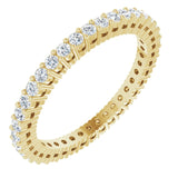 14K Gold Round Natural Diamond Shared-Prong Eternity Band – 1.5 mm Stones (1/2–5/8 CTW) - Yellow Gold