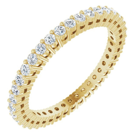 14K Gold Round Lab-Grown Diamond Shared-Prong Eternity Band – 1.5 mm Stones (1/2 CTW) - Yellow Gold