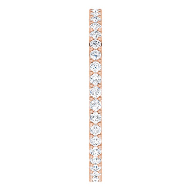 14K Gold Round Lab-Grown Diamond Shared-Prong Eternity Band – 1.5 mm Stones (1/2 CTW) - Rose Gold - view 4