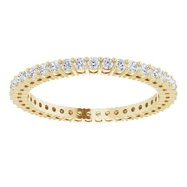 14K Gold Round Natural Diamond Shared-Prong Eternity Band – 1.5 mm Stones (1/2–5/8 CTW) - Yellow Gold - view 3