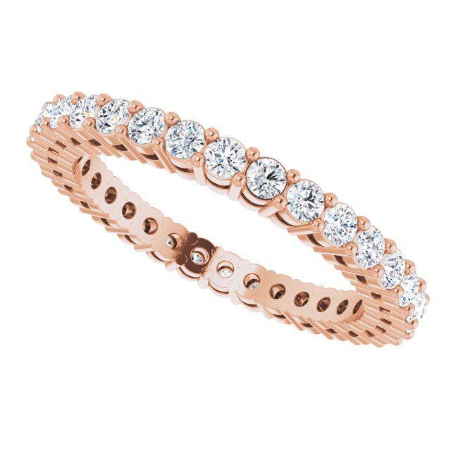 14K Gold Round Lab-Grown Diamond Shared-Prong Eternity Band – 1.7 mm Stones (1/2–5/8 CTW) - Rose Gold - view 5