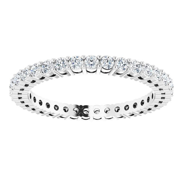 14K Gold Round Lab-Grown Diamond Shared-Prong Eternity Band – 1.7 mm Stones (1/2–5/8 CTW) - White Gold - view 3