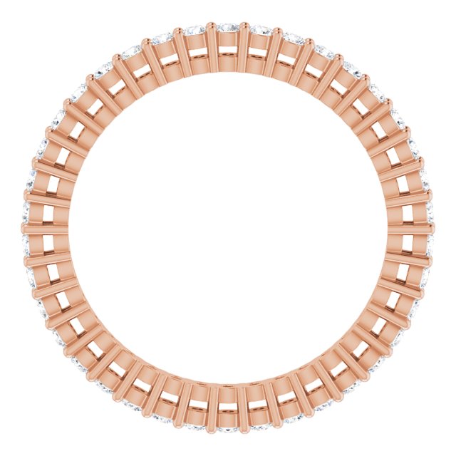 14K Gold Round Lab-Grown Diamond Shared-Prong Eternity Band – 1.5 mm Stones (1/2 CTW) - Rose Gold - view 2