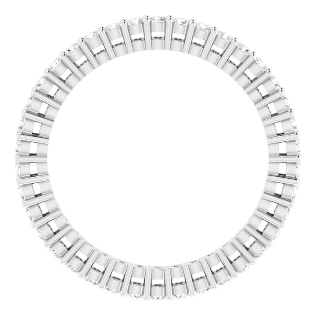 14K Gold Round Lab-Grown Diamond Shared-Prong Eternity Band – 1.5 mm Stones (1/2 CTW) - White Gold - view 2
