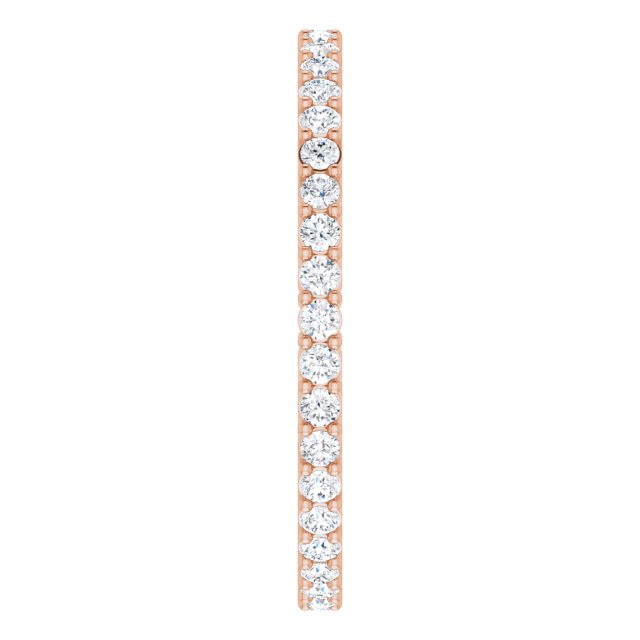 14K Gold Round Lab-Grown Diamond Shared-Prong Eternity Band – 1.5 mm Stones (1/2 CTW) - Rose Gold - view 4