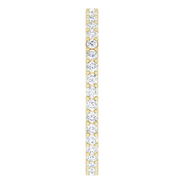 14K Gold Round Natural Diamond Shared-Prong Eternity Band – 1.5 mm Stones (1/2–5/8 CTW) - Yellow Gold - view 4
