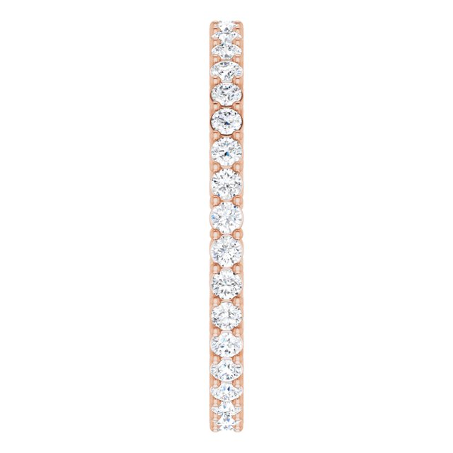 14K Gold Round Lab-Grown Diamond Shared-Prong Eternity Band – 1.7 mm Stones (1/2–5/8 CTW) - Rose Gold - view 4