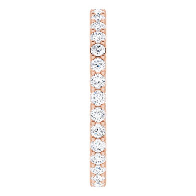14K Gold Round Lab-Grown Diamond Shared-Prong Eternity Band – 1.7 mm Stones (1/2–5/8 CTW) - Rose Gold - view 4