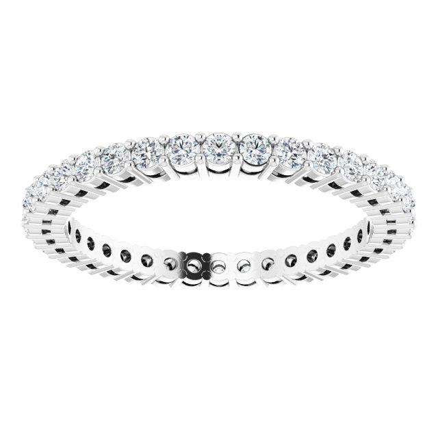 14K Gold Round Lab-Grown Diamond Shared-Prong Eternity Band – 1.7 mm Stones (1/2–5/8 CTW) - White Gold - view 3