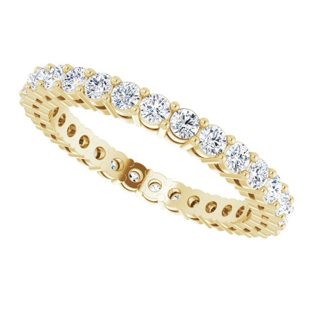 14K Gold Round Lab-Grown Diamond Shared-Prong Eternity Band – 2 mm Stones (7/8–1 CTW) - Yellow Gold - view 5
